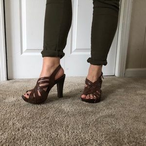 EUC Wood Heel Sandals